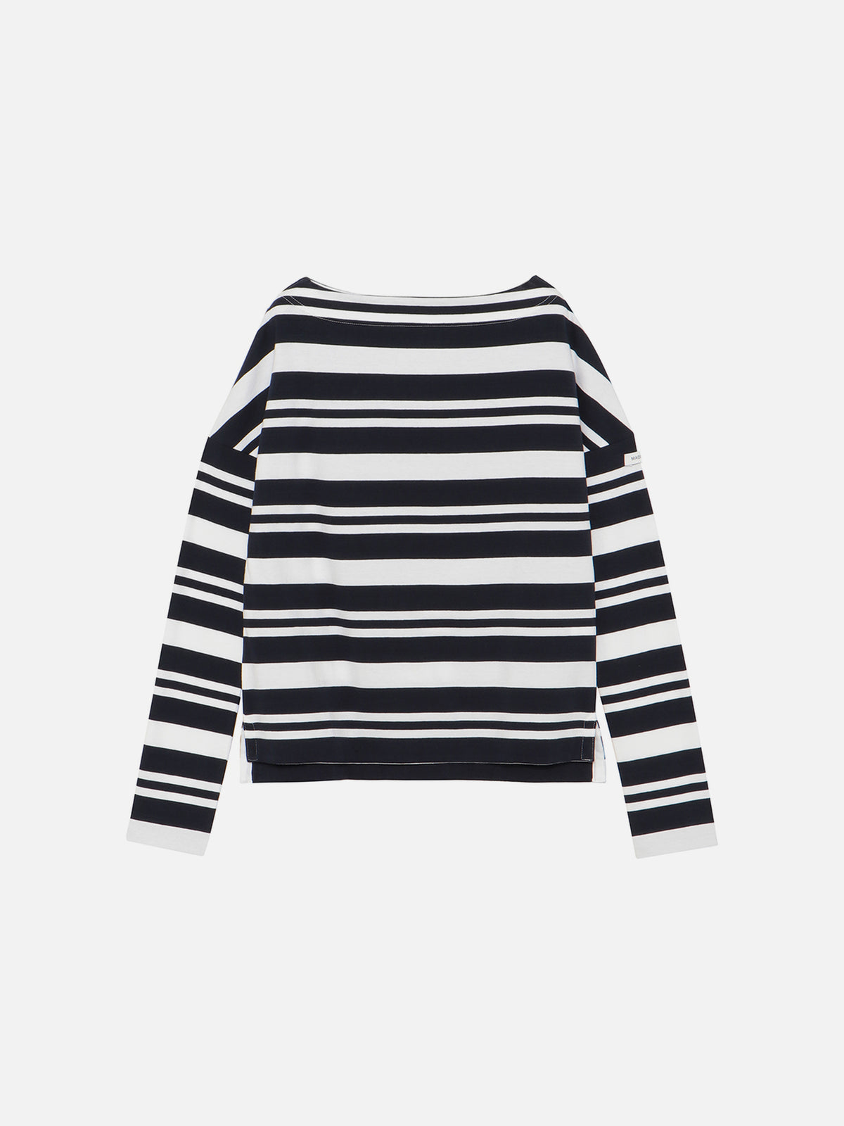 T-SHIRT BATEAU MANCHES LONGUES BORDURE MARINE