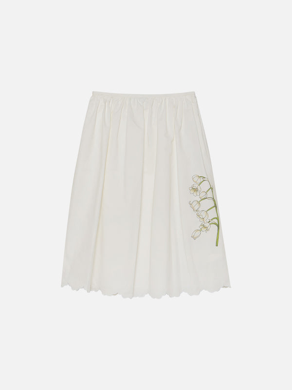 GATHERED LILY OF THE VALLEY COTTON/LINEN SKIRT