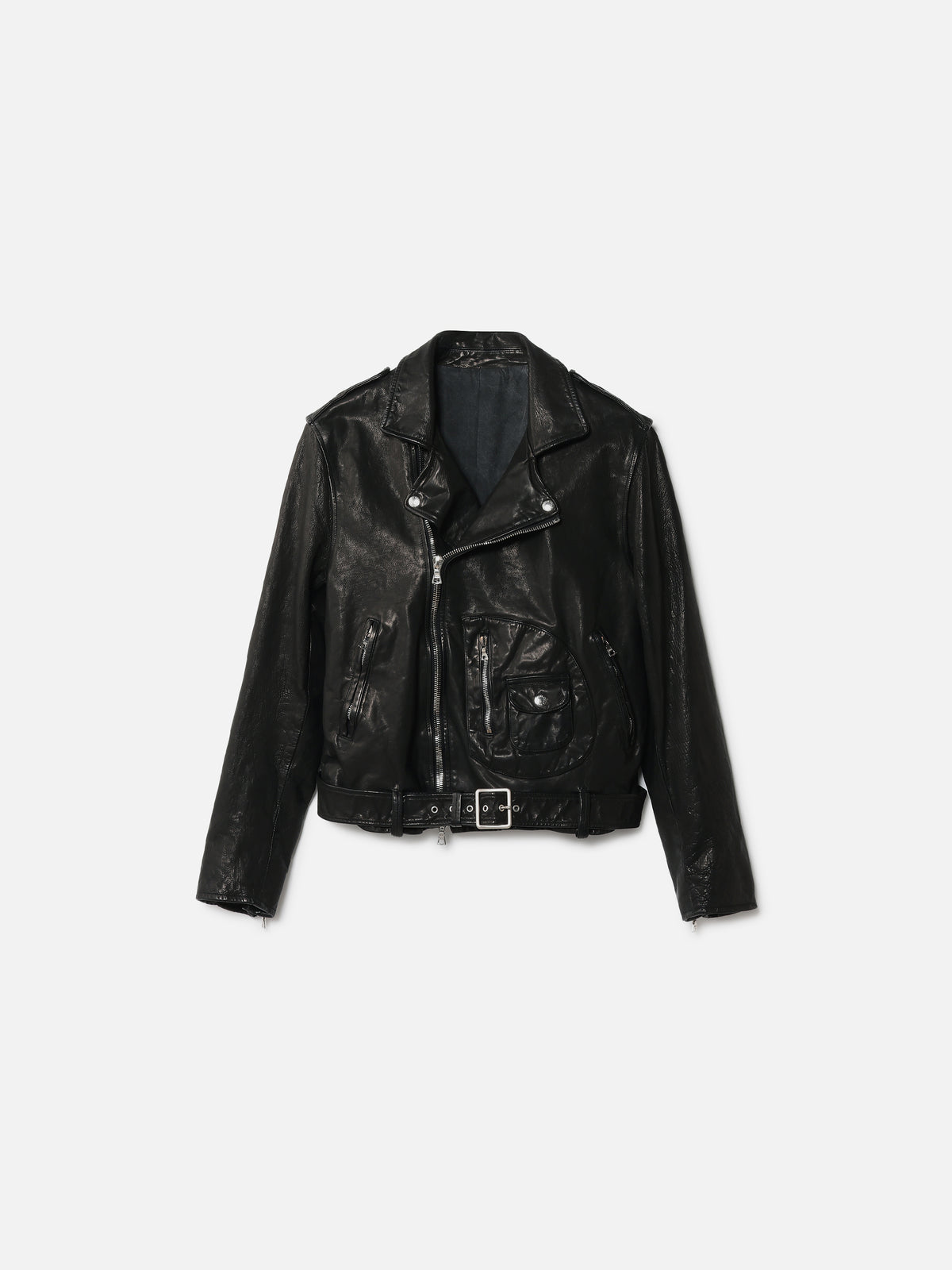 VESTE EN CUIR STYLE MOTARD