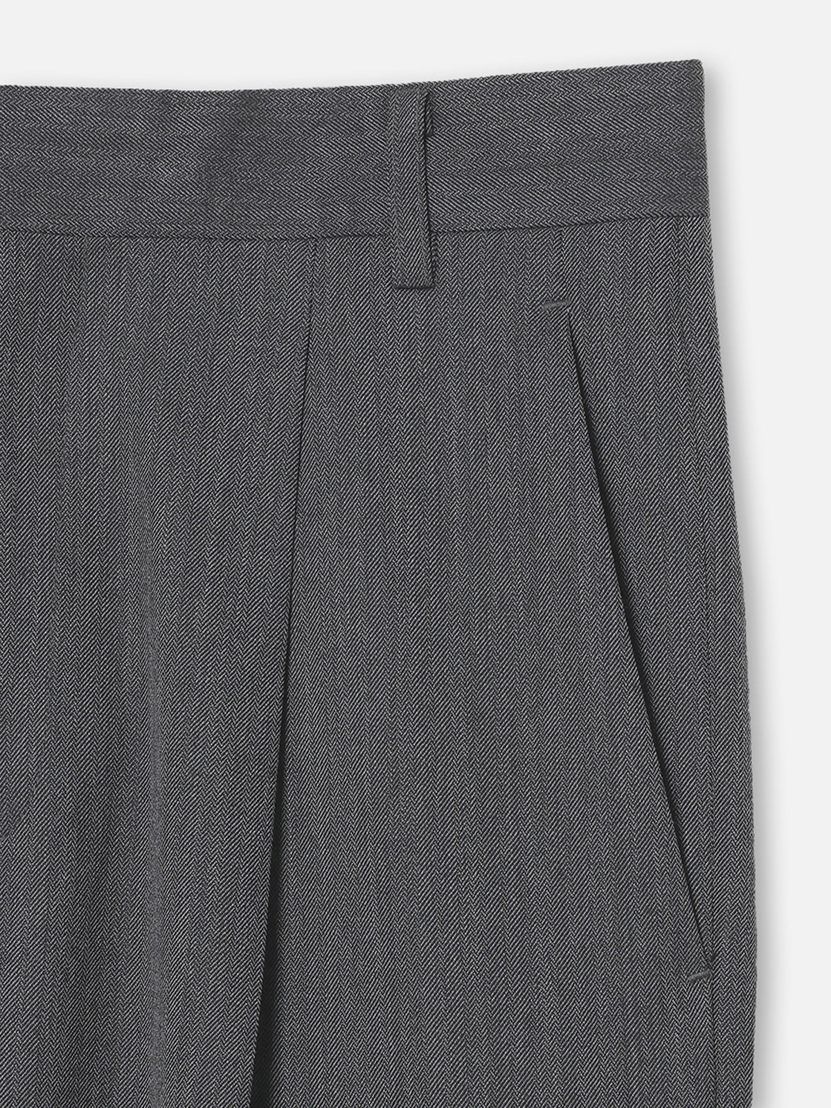 WIDE TUCK PANTS HERRINGBONE
