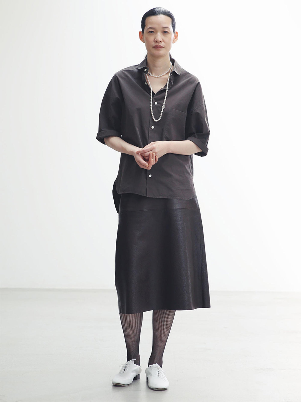 A LINE SKIRT LEATHER