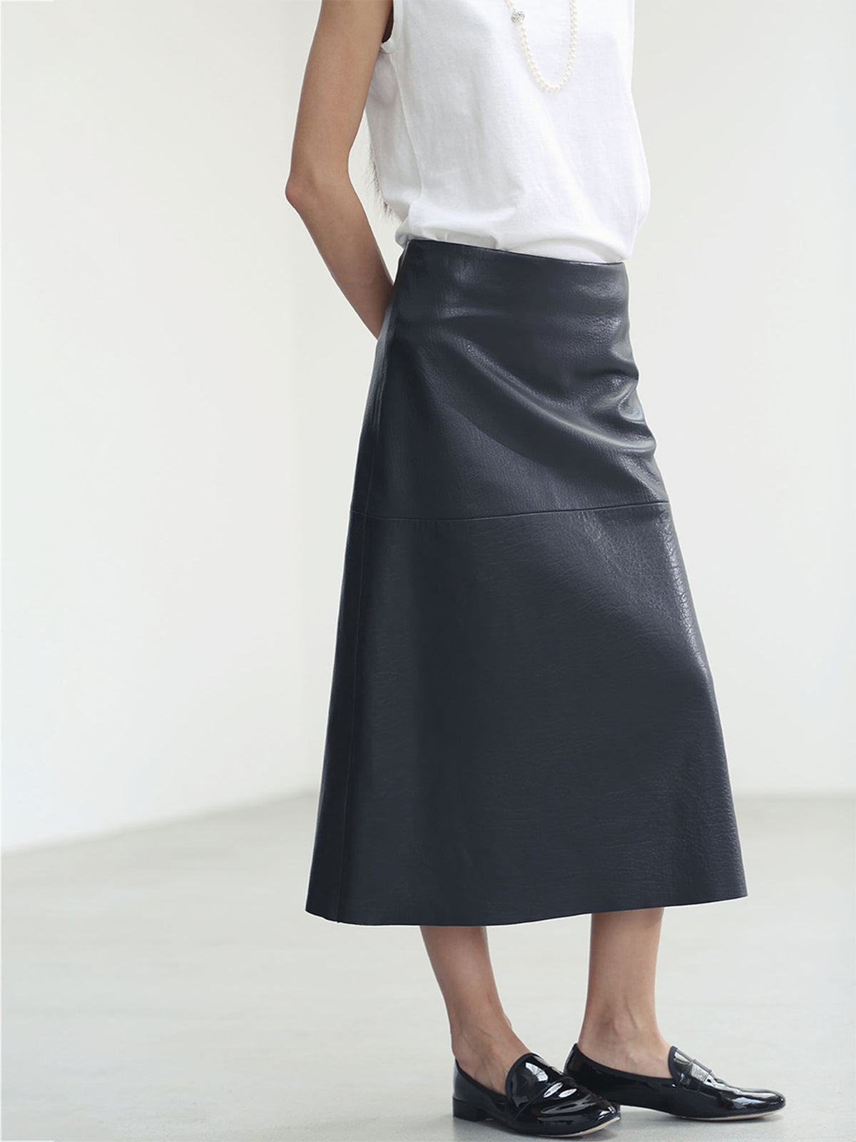 A LINE SKIRT LEATHER